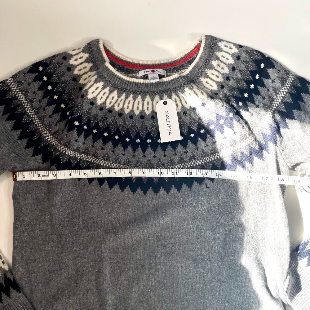 NWT Nautica Grey Wool Blend Sweater, L - Picture 2 of 5